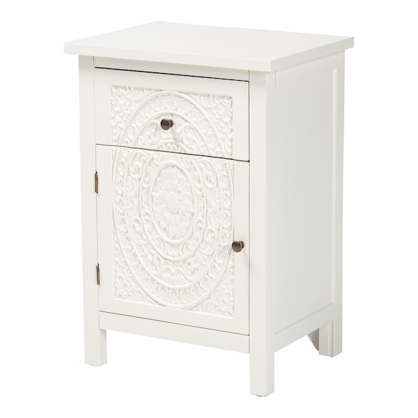 Baxton Studio Lambert Traditional White Finished Wood 1-Drawer Nightstand 194-11932-ZORO - main